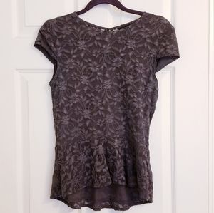 Gray Lace Peplum Blouse